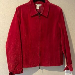 Coldwater Creek Red Leather Suede feel Jacket